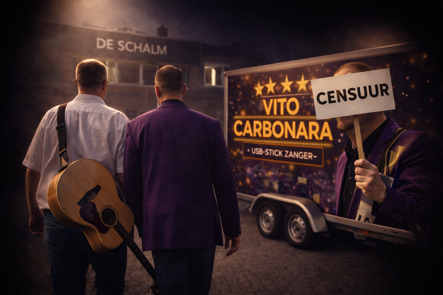 Hij droeg een paars jasje